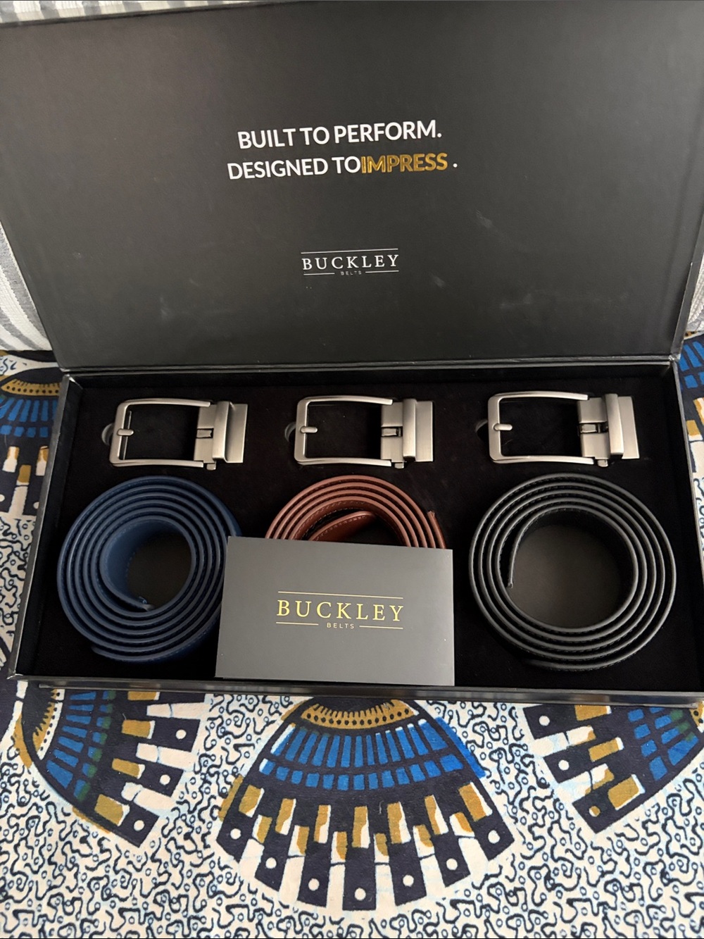 Buckley Interchangeable Belt Set -/Black/Dark Blue / Dark Brown - Picture 2 of 6
